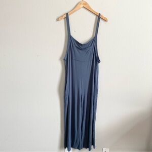 elloh Blue Stretch Front Pocket Crop Jumpsuit One Piece Outfit Size Large